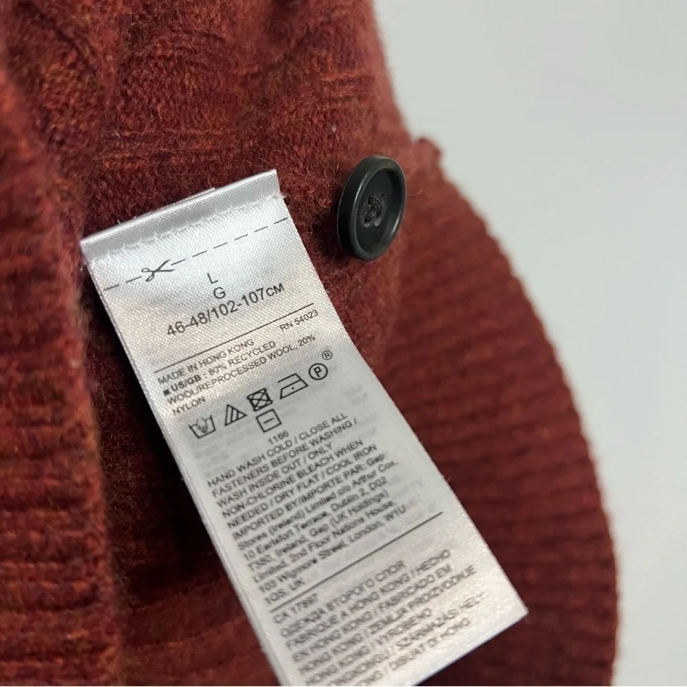 Banana Republic Rich Orange Wool Blend Mock-Neck Pullover Sweatshirt Large
